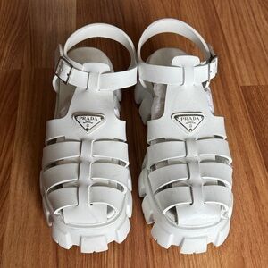 Prada White Monolith Sandals